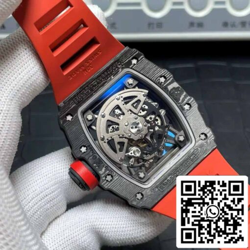 Richard Mille RM035-02 T+ Factory 1:1 Best Edition Carbon Fiber Case Red Rubber Strap - Image 5