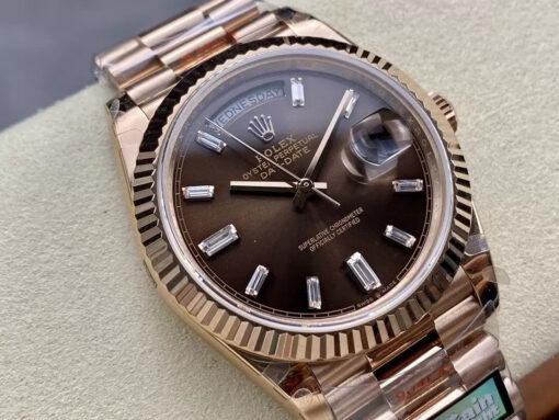 Rolex Day Date M228235-0003 V5 40mm  QF Factory 1:1 Best Edition Chocolate Dial Bezel - Imagen 9