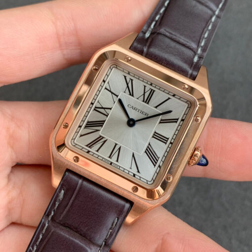 Cartier Santos-Dumont WGSA0022 1:1 Best Edition F1 Factory Silver Dial Brown Strap - Image 8