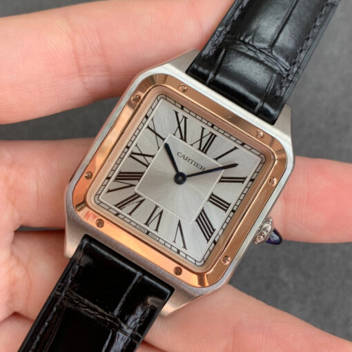 Cartier Santos-Dumont WGSA0022 1:1 Best Edition F1 Factory Silver Case Black Strap - Image 8