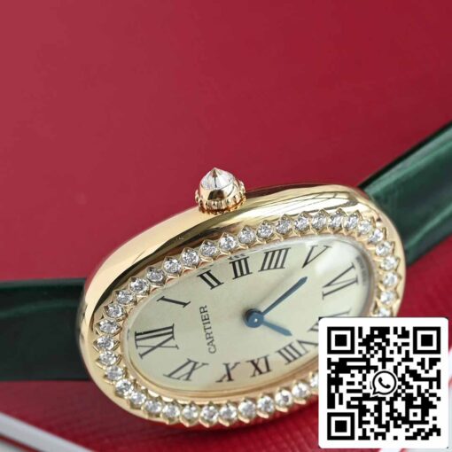 Cartier Lady Baignoire 23.9mm WJBA0038 1:1 Best Edition 18k Real gold and diamonds Green Strap - Image 2