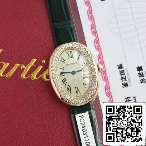 Cartier Lady Baignoire 23.9mm WJBA0038 1:1 Best Edition 18k Real gold and diamonds Green Strap - Image 4