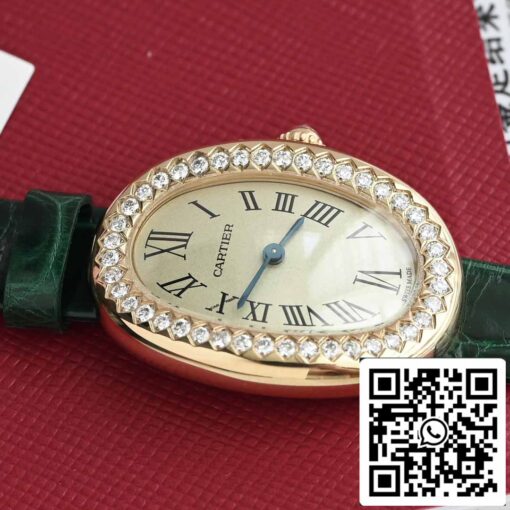 Cartier Lady Baignoire 23.9mm WJBA0038 1:1 Best Edition 18k Real gold and diamonds Green Strap - Image 5