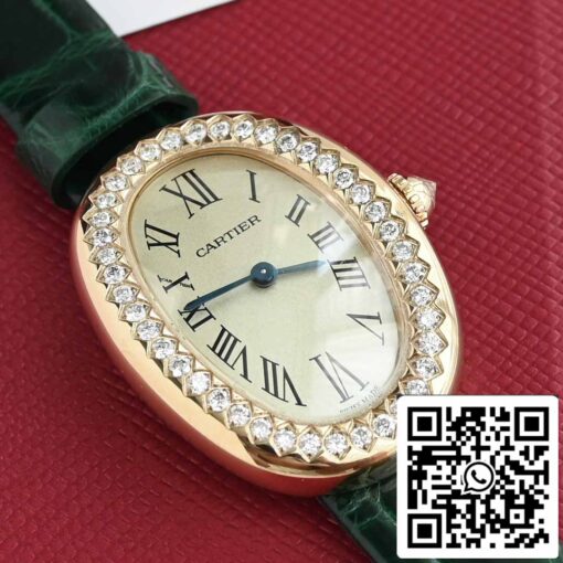 Cartier Lady Baignoire 23.9mm WJBA0038 1:1 Best Edition 18k Real gold and diamonds Green Strap - Image 7