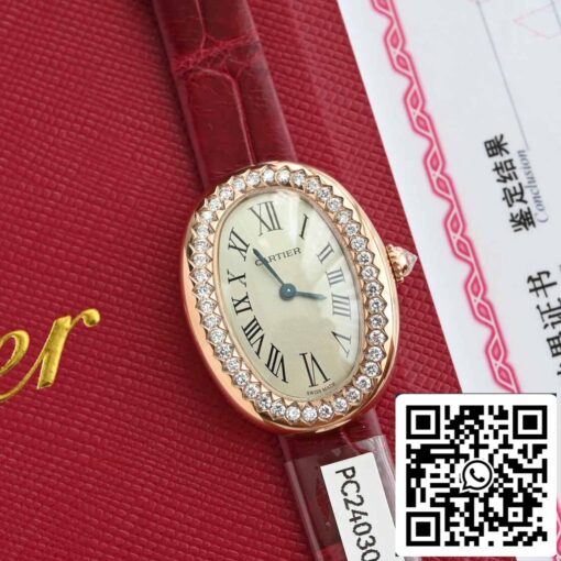 Cartier Lady Baignoire 23.9mm CRWJBA0031 1:1 Best Edition 18k Real gold and diamonds Red Strap Version - Image 6