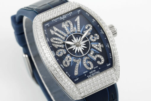 Franck Muller V32 Women's Yachting 1:1 Best Edition ABF Factory Square Diamond Gypsophila Blue - Image 9