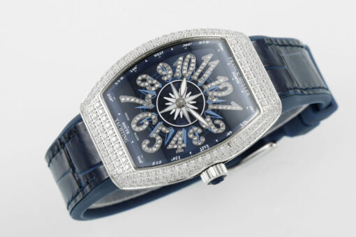 Franck Muller V32 Women's Yachting 1:1 Best Edition ABF Factory Square Diamond Gypsophila Blue - Image 3