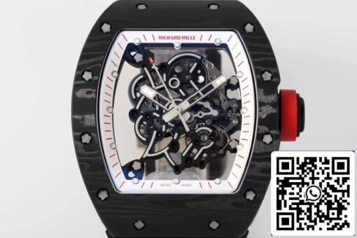 RICHARD MILLE  RM055  ZF 2024 1:1 Best Edition Carbon Fiber Case Red Knob Black Strap - Image 8