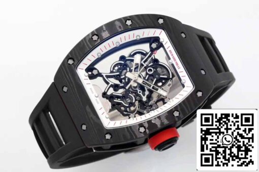 RICHARD MILLE  RM055  ZF 2024 1:1 Best Edition Carbon Fiber Case Red Knob Black Strap - Image 9