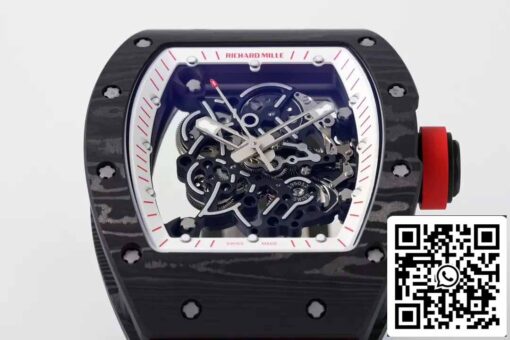 RICHARD MILLE  RM055  ZF 2024 1:1 Best Edition Carbon Fiber Case Red Knob Black Strap - Image 7