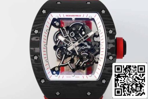 RICHARD MILLE  RM055  ZF 2024 1:1 Best Edition Carbon Fiber Case Red Strap and Knob - Image 9