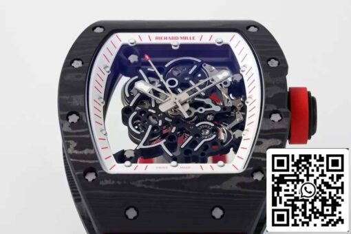 RICHARD MILLE  RM055  ZF 2024 1:1 Best Edition Carbon Fiber Case Red Strap and Knob - Image 7