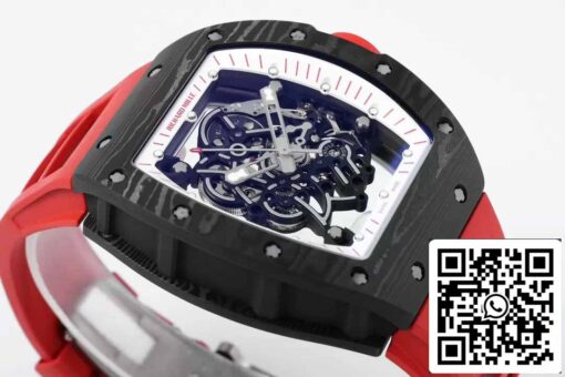 RICHARD MILLE  RM055  ZF 2024 1:1 Best Edition Carbon Fiber Case Red Strap and Knob - Image 6