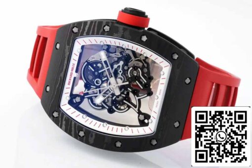 RICHARD MILLE  RM055  ZF 2024 1:1 Best Edition Carbon Fiber Case Red Strap and Knob - Image 5