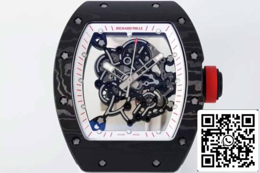 RICHARD MILLE  RM055  ZF 2024 1:1 Best Edition Carbon Fiber Case Red Knob White Strap - Image 2