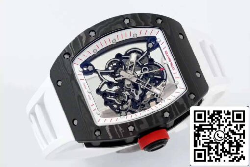 RICHARD MILLE  RM055  ZF 2024 1:1 Best Edition Carbon Fiber Case Red Knob White Strap - Image 8