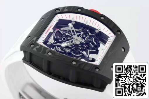 RICHARD MILLE  RM055  ZF 2024 1:1 Best Edition Carbon Fiber Case Red Knob White Strap - Image 7