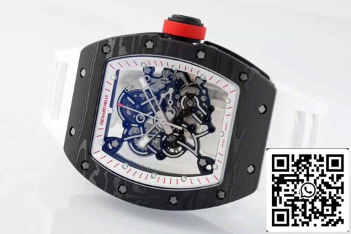 RICHARD MILLE  RM055  ZF 2024 1:1 Best Edition Carbon Fiber Case Red Knob White Strap - Image 6