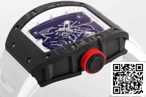 RICHARD MILLE  RM055  ZF 2024 1:1 Best Edition Carbon Fiber Case Red Knob White Strap - Image 4