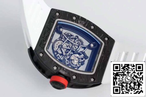 RICHARD MILLE  RM055  ZF 2024 1:1 Best Edition Carbon Fiber Case Red Knob White Strap - Image 3