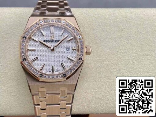 Audemars Piguet 67651 Quartz 33mm 1:1 Best Edition ZF Factory White Dial Rose Gold Diamond