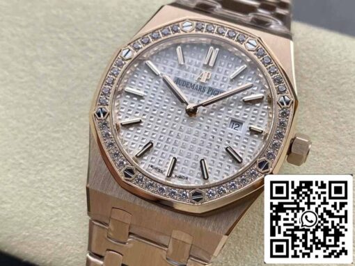 Audemars Piguet 67651 Quartz 33mm 1:1 Best Edition ZF Factory White Dial Rose Gold Diamond - Imagen 7