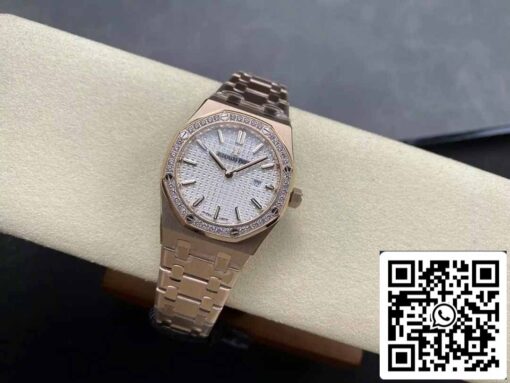 Audemars Piguet 67651 Quartz 33mm 1:1 Best Edition ZF Factory White Dial Rose Gold Diamond - Imagen 6