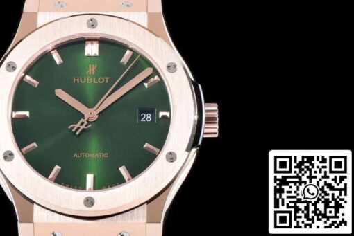 Hublot Classic Fusion 542.OX.8980.LR 1:1 Best Edition JJ Factory Green Dial Rose Gold - Image 4