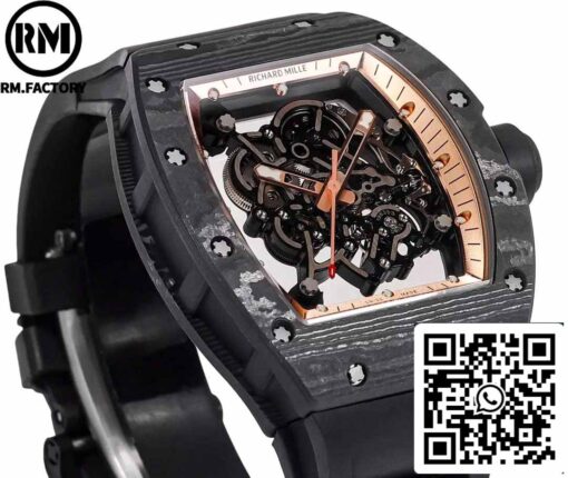 RICHARD MILLE  RM055  Carbon Fiber Case 1:1 Best Edition RM Factory newest 2024 Rose Gold Dial - Image 2