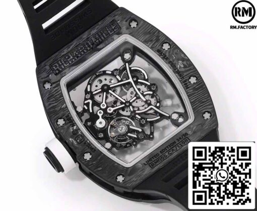 RICHARD MILLE  RM055  Carbon Fiber Case 1:1 Best Edition RM Factory newest 2024 White Dial - Image 7