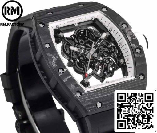 RICHARD MILLE  RM055  Carbon Fiber Case 1:1 Best Edition RM Factory newest 2024 White Dial - Image 2