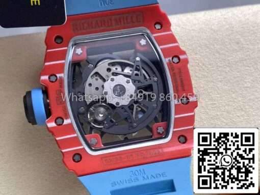 Richard Mille RM035-02 1:1 Best Clone R7 Factory Red Carbon Case Blue Strap - Image 5