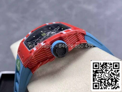 Richard Mille RM035-02 1:1 Best Clone R7 Factory Red Carbon Case Blue Strap - Image 6