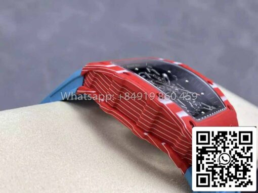 Richard Mille RM035-02 1:1 Best Clone R7 Factory Red Carbon Case Blue Strap - Image 7