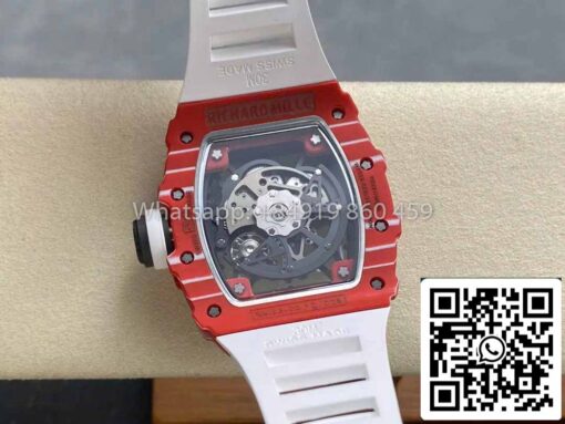 Richard Mille RM035-02 1:1 Best Clone R7 Factory Red Carbon Case White Strap - Image 4