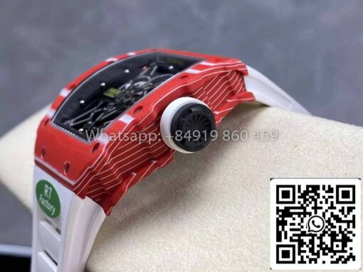 Richard Mille RM035-02 1:1 Best Clone R7 Factory Red Carbon Case White Strap - Image 5