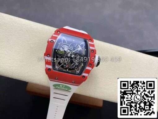 Richard Mille RM035-02 1:1 Best Clone R7 Factory Red Carbon Case White Strap - Image 7