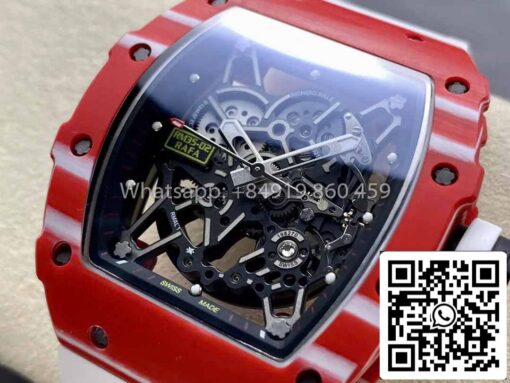 Richard Mille RM035-02 1:1 Best Clone R7 Factory Red Carbon Case White Strap - Image 8