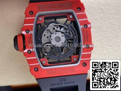 Richard Mille RM035-02 1:1 Best Clone R7 Factory Red Carbon Case Black Strap - Image 4