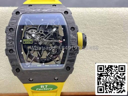 Richard Mille RM035-02 1:1 Best Clone R7 Factory NTPT Carbon Case Yellow Strap