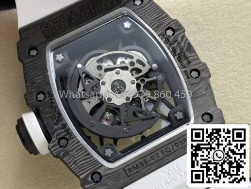 Richard Mille RM035-02 1:1 Best Clone R7 Factory NTPT Carbon Case White Strap - Image 4