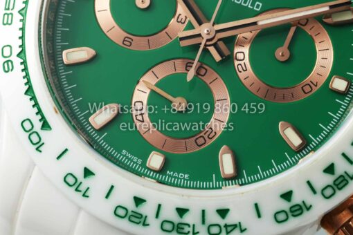 AET REMOULD Custom Rolex Daytona White Ceramic case Green Dial 1:1 Best Clone N6F Factory - Image 5