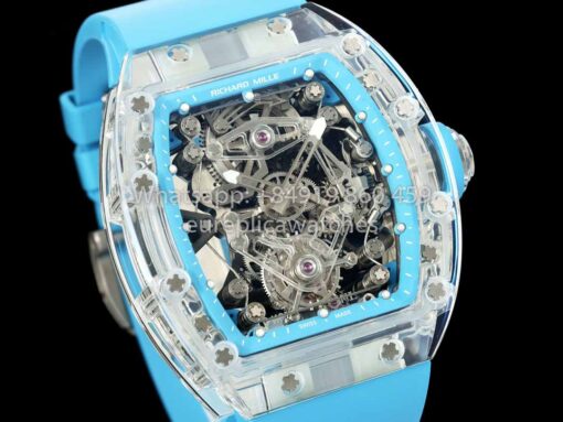 Richard Mille RM 56-02 Tourbillon 1:1 Best Clone RM Factory Blue Dial and Blue Strap Saphire Case - Image 9