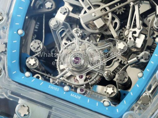 Richard Mille RM 56-02 Tourbillon 1:1 Best Clone RM Factory Blue Dial and Blue Strap Saphire Case - Image 6