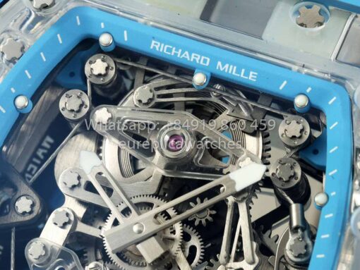 Richard Mille RM 56-02 Tourbillon 1:1 Best Clone RM Factory Blue Dial and Blue Strap Saphire Case - Image 7