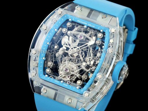 Richard Mille RM 56-02 Tourbillon 1:1 Best Clone RM Factory Blue Dial and Blue Strap Saphire Case - Image 8