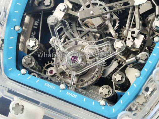 Richard Mille RM 56-02 Tourbillon 1:1 Best Clone RM Factory Transparent case Blue Dial - Image 6