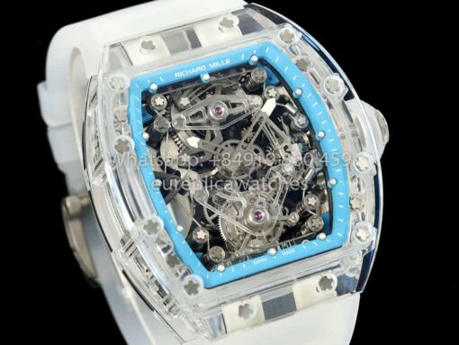 Richard Mille RM 56-02 Tourbillon 1:1 Best Clone RM Factory Transparent case Blue Dial - Image 9