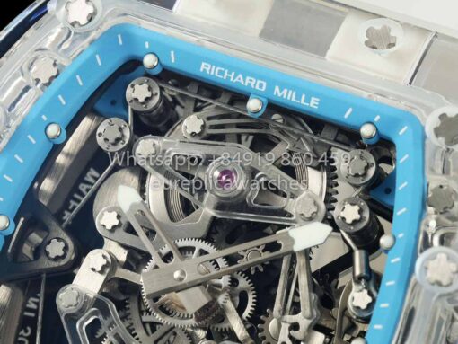 Richard Mille RM 56-02 Tourbillon 1:1 Best Clone RM Factory Transparent case Blue Dial - Image 7