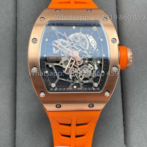 Richard Mille RM035 Toro Americas Edition Rose gold and Orange Strap 1:1 Best Clone Sonic Factory - Image 9